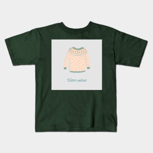 illustration of woolen pullover with Nordic ornament Kids T-Shirt